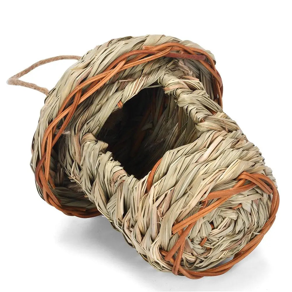 Handwoven Straw Bird Nest Parrot Hatching Outdoor Garden Hanging Hatching Breeding House Nest Bird Accessory