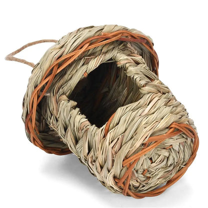 Handwoven Straw Bird Nest Parrot Hatching Outdoor Garden Hanging Hatching Breeding House Nest Bird Accessory