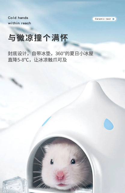 Hamster Nest Water Drop Ceramic Sleeping Nest Cooling House Small Igloo Rabbit Summer Supplies