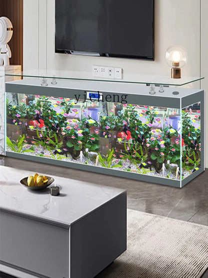 ZK Super White Fish Tank Aquarium Living Room Floor Home Partition Screen Bottom Filter Fish Tank