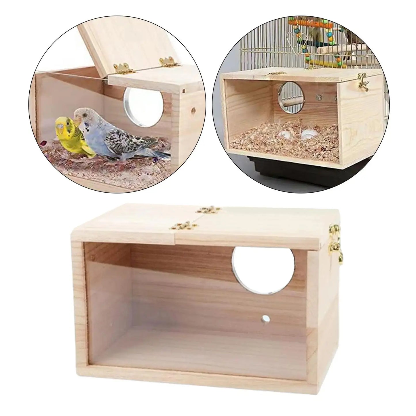 Parakeet Nesting Box, Bird Nesting Box with Viewing Window, Hanging House,