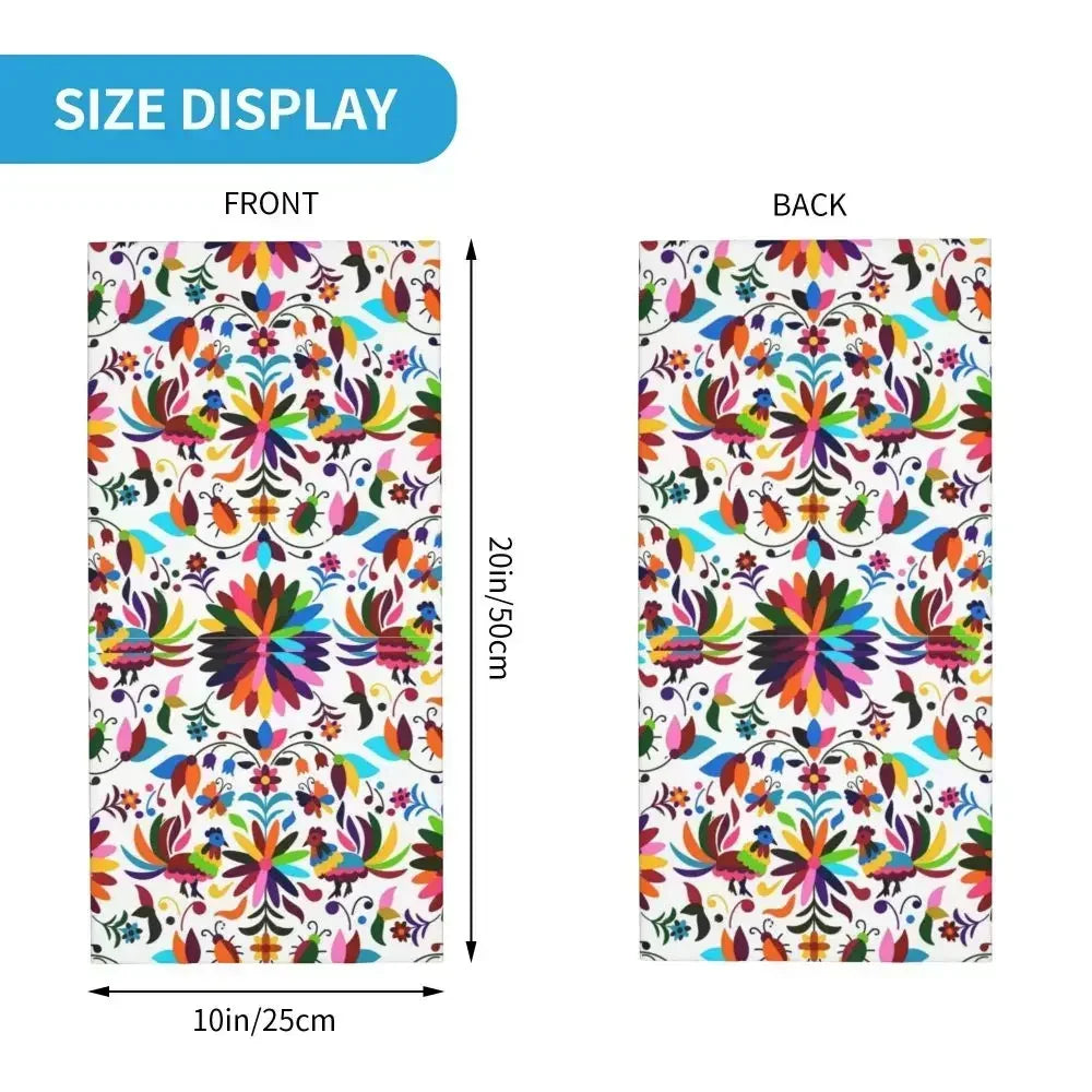 Fashion Mexican Otomi Birds Texture Neck Gaiter Men Women UV Protection Winter Folk Floral Art Bandana Scarf for Ski