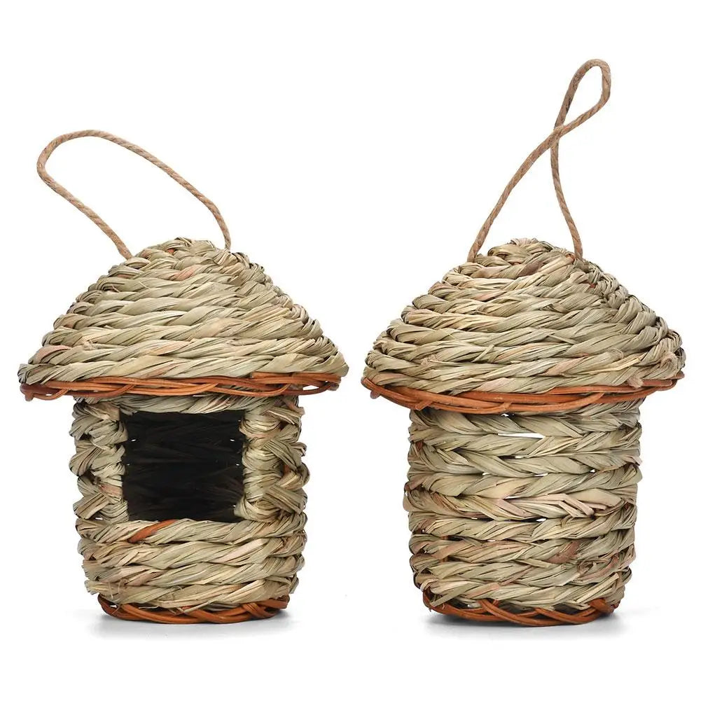 Handwoven Straw Bird Nest Parrot Hatching Outdoor Garden Hanging Hatching Breeding House Nest Bird Accessory