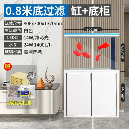 XL fish tank medium bottom filter goldfish tank household floor glass ecological large fish tank