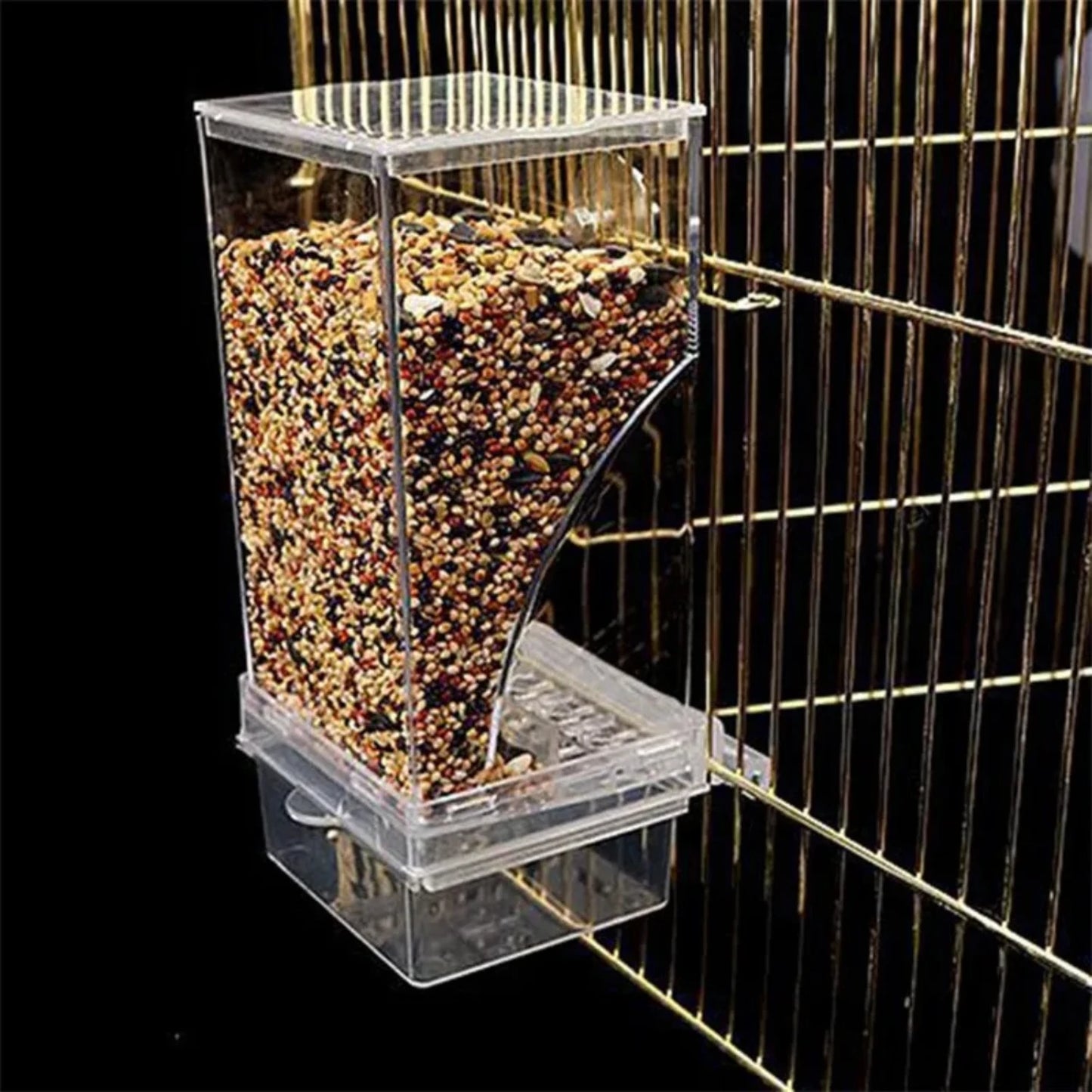 Mess Bird Feeders Automatic Parrot Feeder Drinker Acrylic Seed Food Container Cage Accessories  Small And Medium Parakeets