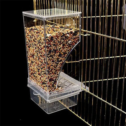Mess Bird Feeders Automatic Parrot Feeder Drinker Acrylic Seed Food Container Cage Accessories  Small And Medium Parakeets