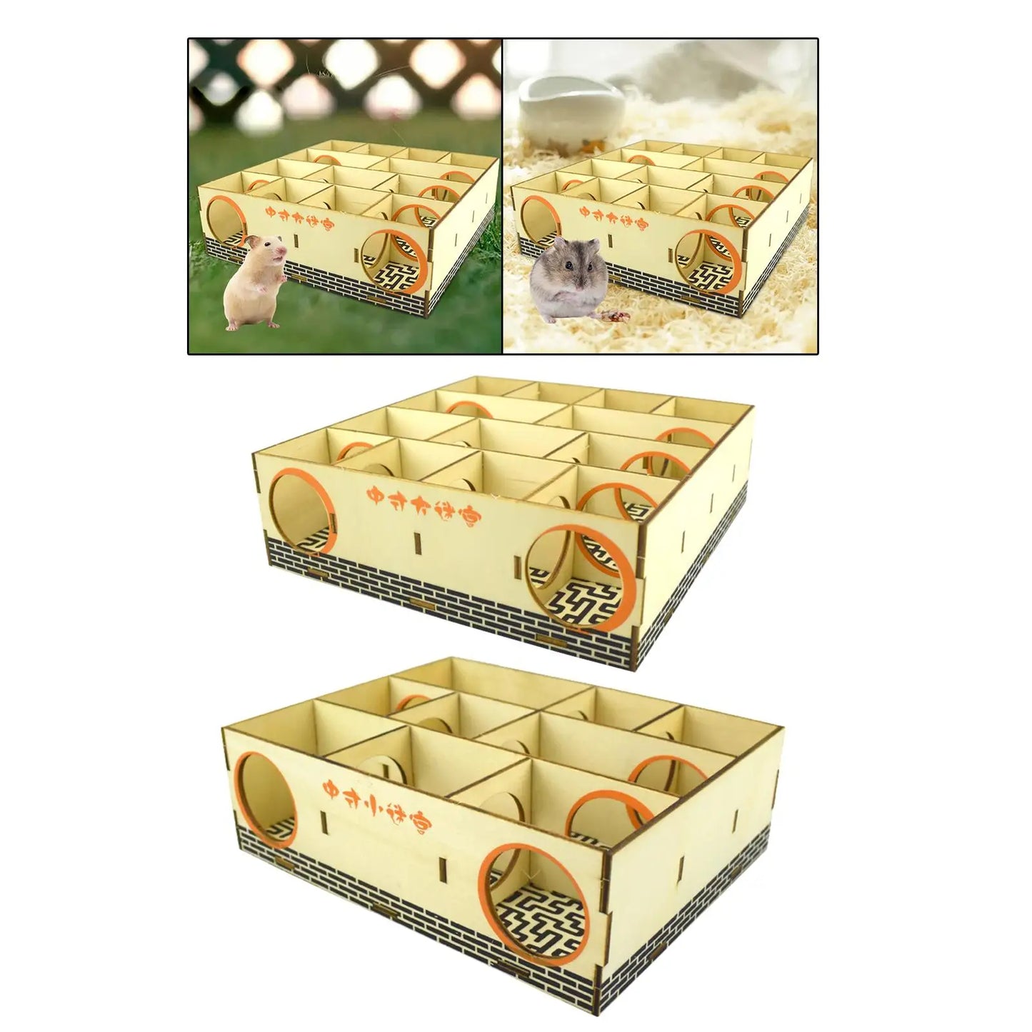 Hamster Maze Gerbils Wood House Activity Sport Mouse Exploring Toys Hideout House Labyrinth Puzzle Toy Small Pet Hideout Tunnel