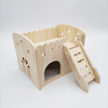 Hamster House DIY Hamster Wooden Gerbil Hideout House Canary Seesaw Pet Sport Wheel Exercise Toy Small Animal Toys