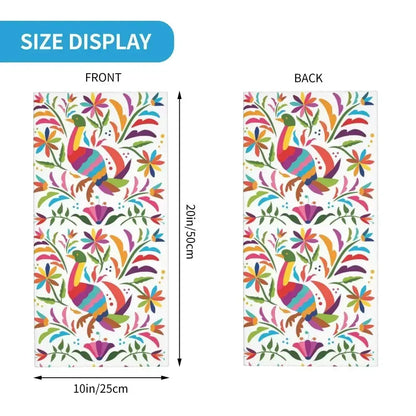 Fashion Mexican Otomi Birds Texture Neck Gaiter Men Women UV Protection Winter Folk Floral Art Bandana Scarf for Ski