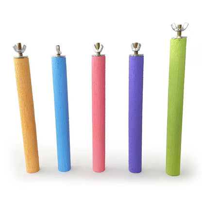Colored Quartz Sand Pet Parrot Raw Wood Fork Tree Branch Stand Rack Squirrel Bird Hamster Branch Perches Chew Bite Toys Stick