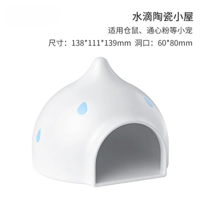 Hamster Nest Water Drop Ceramic Sleeping Nest Cooling House Small Igloo Rabbit Summer Supplies
