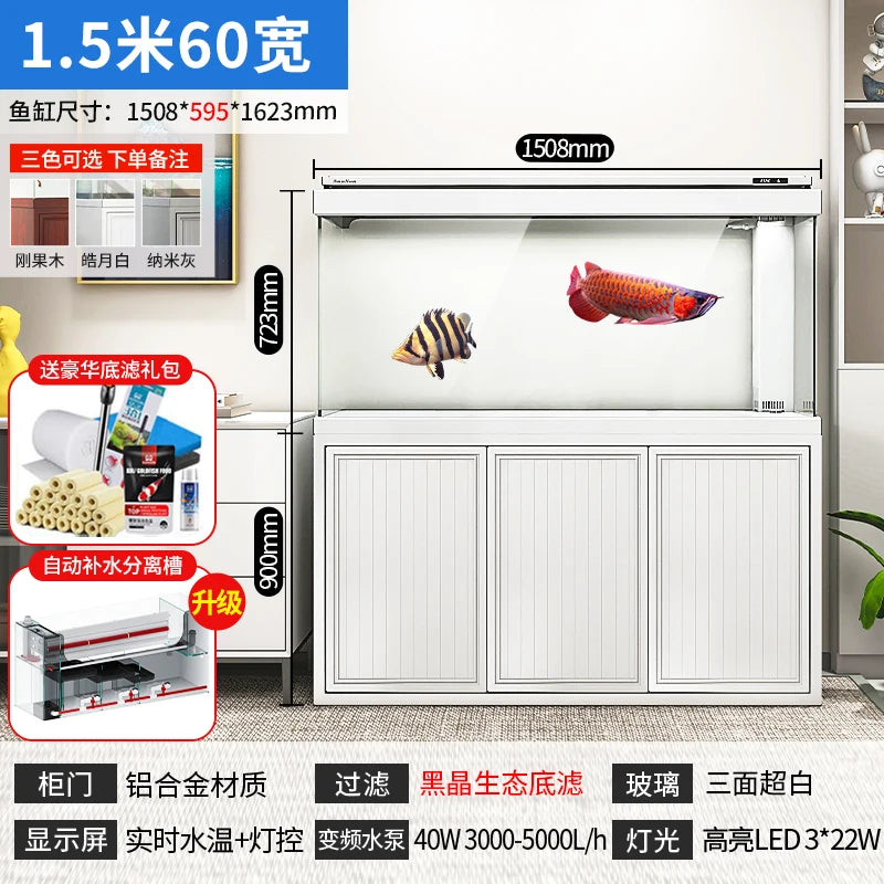 XL ultra-white glass fish tank living room large bottom filter ecological aquarium household arowana tank