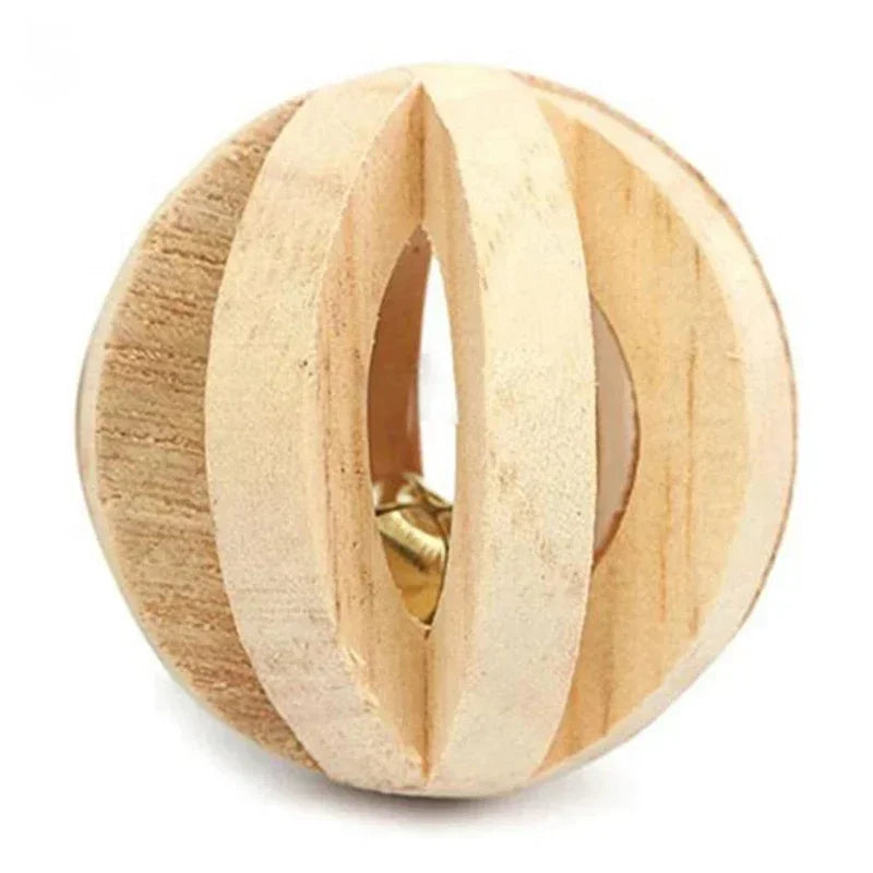 New Hamster Roller Toys Natural Wooden Pine Dumbells Unicycle Bell Chew Toys for Rabbit Small Pet Molars Supplies