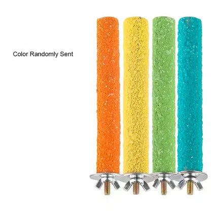 Colored Quartz Sand Pet Parrot Raw Wood Fork Tree Branch Stand Rack Squirrel Bird Hamster Branch Perches Chew Bite Toys Stick