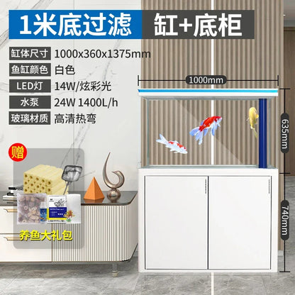 XL fish tank medium bottom filter goldfish tank household floor glass ecological large fish tank
