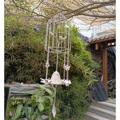 Bird Cage Style Outdoor Wind Chime Cast Iron Birdhouse Garden Bell Décoration De Jardin Carillon à Vent Japonais 윈드벨