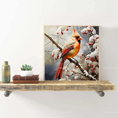 Birds Cardinal On Branch New Arrivals Diamond Paintings Snowy Tree Scenery Full Rhinestones Crafts Supplies Adults Home Decor
