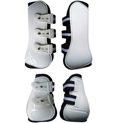 4 Pcs Horse Leg Boots Adjustable Front Hind Leg Tendon Protect Equestrian PU Shell and High-Quality Neoprene