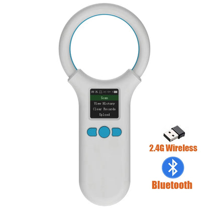 Bluetooth Animal Tag Reader 2.4G Wireless Portable RFID 134.2Khz/125Khz EMID Pet Microchip Scanner 500 Datas Storage Capacity