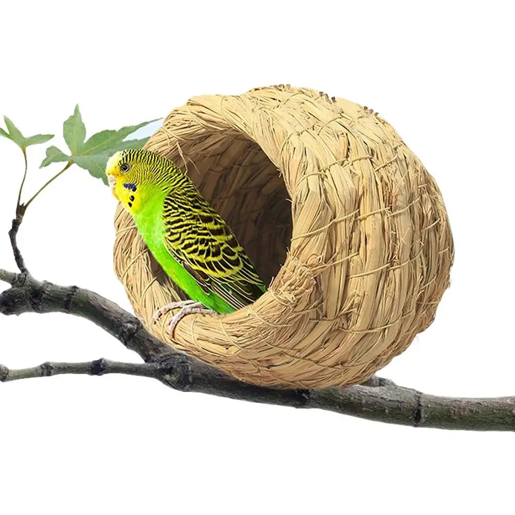 1pc Natural Handmade Straw Bird Nest Pigeon House Parrot Nest Warm Pet Bedroom Courtyard Small Animal Bird Cages