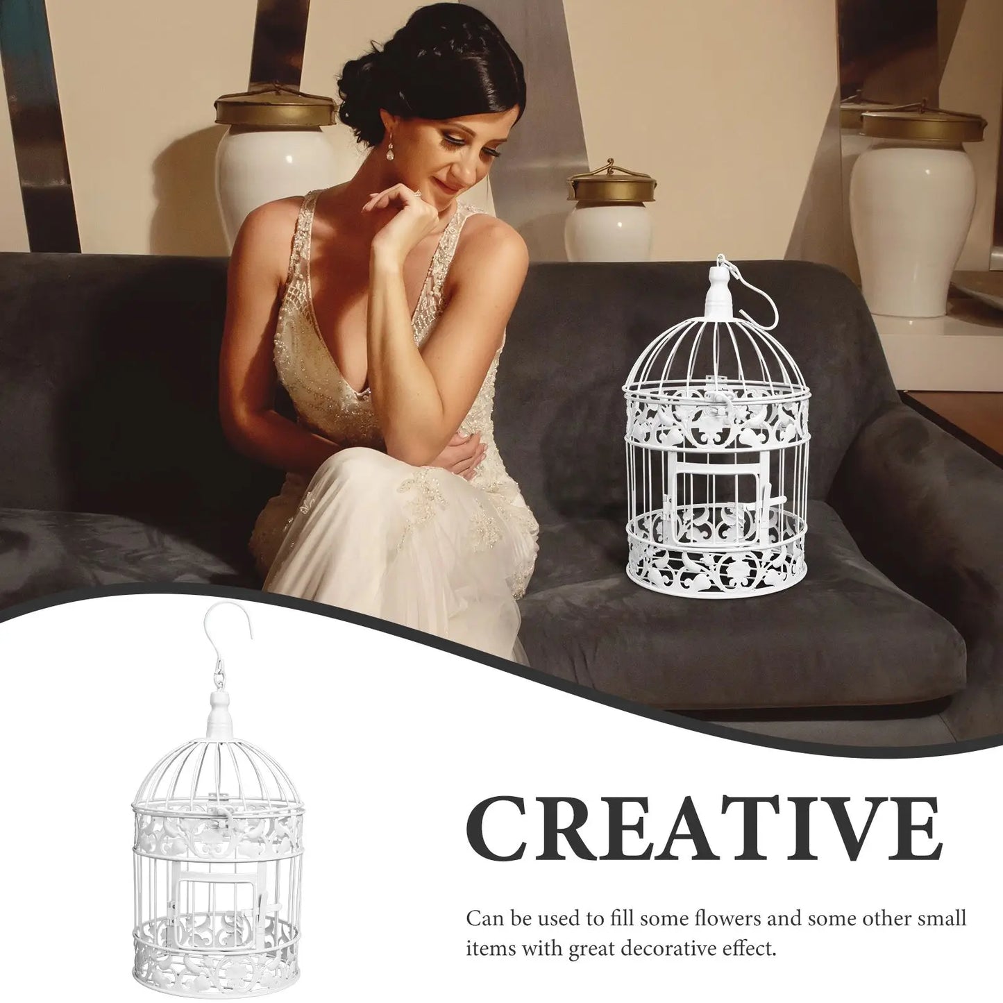 European-style Birdcage delicate Pastoral Iron Craft Bird Cage Shop Window Photo Props wedding Party Festival Birdcages Ornament