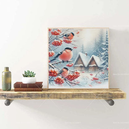Birds Cardinal On Branch New Arrivals Diamond Paintings Snowy Tree Scenery Full Rhinestones Crafts Supplies Adults Home Decor