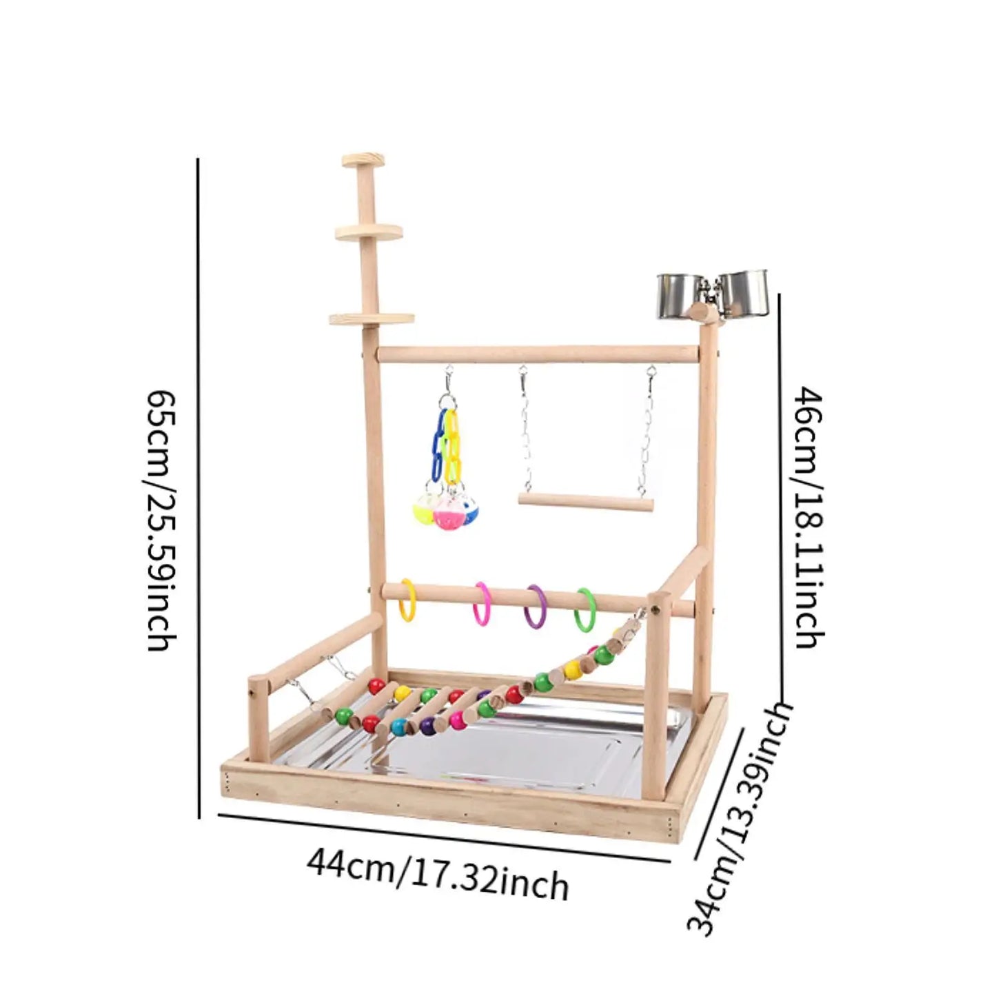 Parrot Playground Parakeet Bird Play Stand Wood Perch Gym Playpen Bird Gym for Finch Conures Small Birds Small Parakeets Macaws