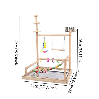 Parrot Playground Parakeet Bird Play Stand Wood Perch Gym Playpen Bird Gym for Finch Conures Small Birds Small Parakeets Macaws
