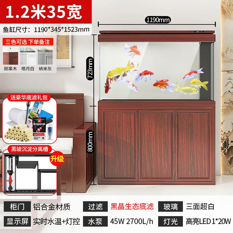 XL ultra-white glass fish tank living room large bottom filter ecological aquarium household arowana tank