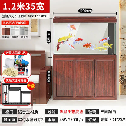 XL ultra-white glass fish tank living room large bottom filter ecological aquarium household arowana tank