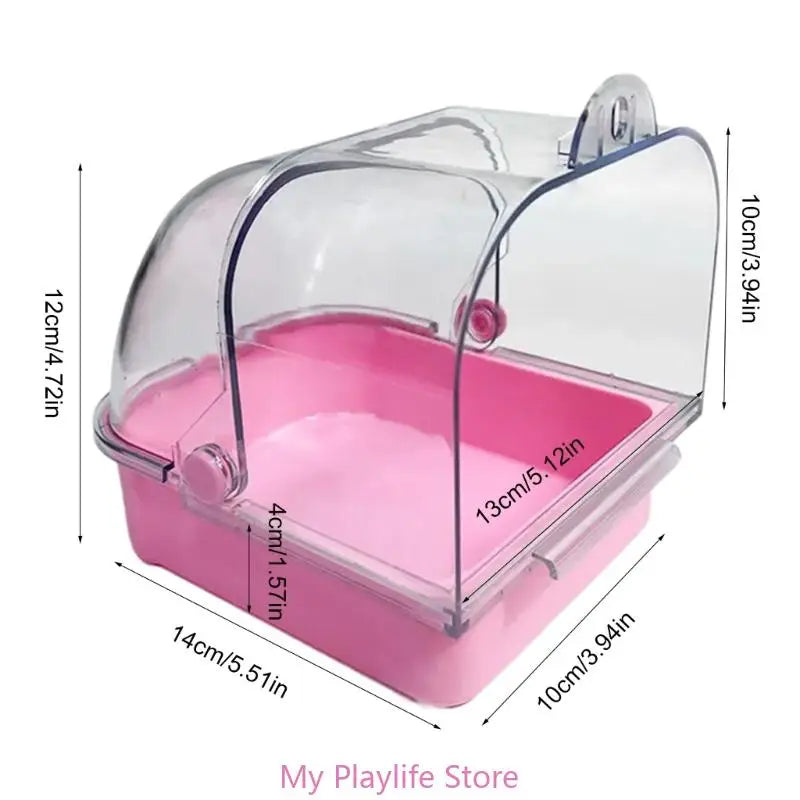 Hanging Bird Bath Tub for Parakeets Bird Cage Bathing Basin Clear Shower Room for Small Birds Birdcage Decoration