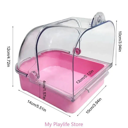 Hanging Bird Bath Tub for Parakeets Bird Cage Bathing Basin Clear Shower Room for Small Birds Birdcage Decoration