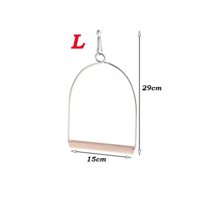 Bird Perch Stand Natural Wooden Birds Perch Parrots Hanging Swing Cage Toys Stand Holder Pendant