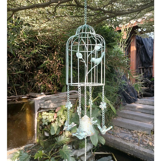 Bird Cage Style Outdoor Wind Chime Cast Iron Birdhouse Garden Bell Décoration De Jardin Carillon à Vent Japonais 윈드벨