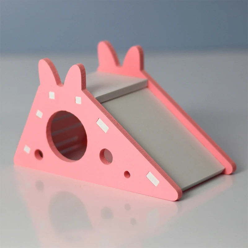 Bird Slide Toy Hamster Hideout House Parrot Cage Accessories Guinea Pig Wooden Cave Slide with Stairs Toy Small Animals Supplies