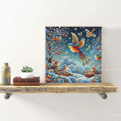 Birds Cardinal On Branch New Arrivals Diamond Paintings Snowy Tree Scenery Full Rhinestones Crafts Supplies Adults Home Decor